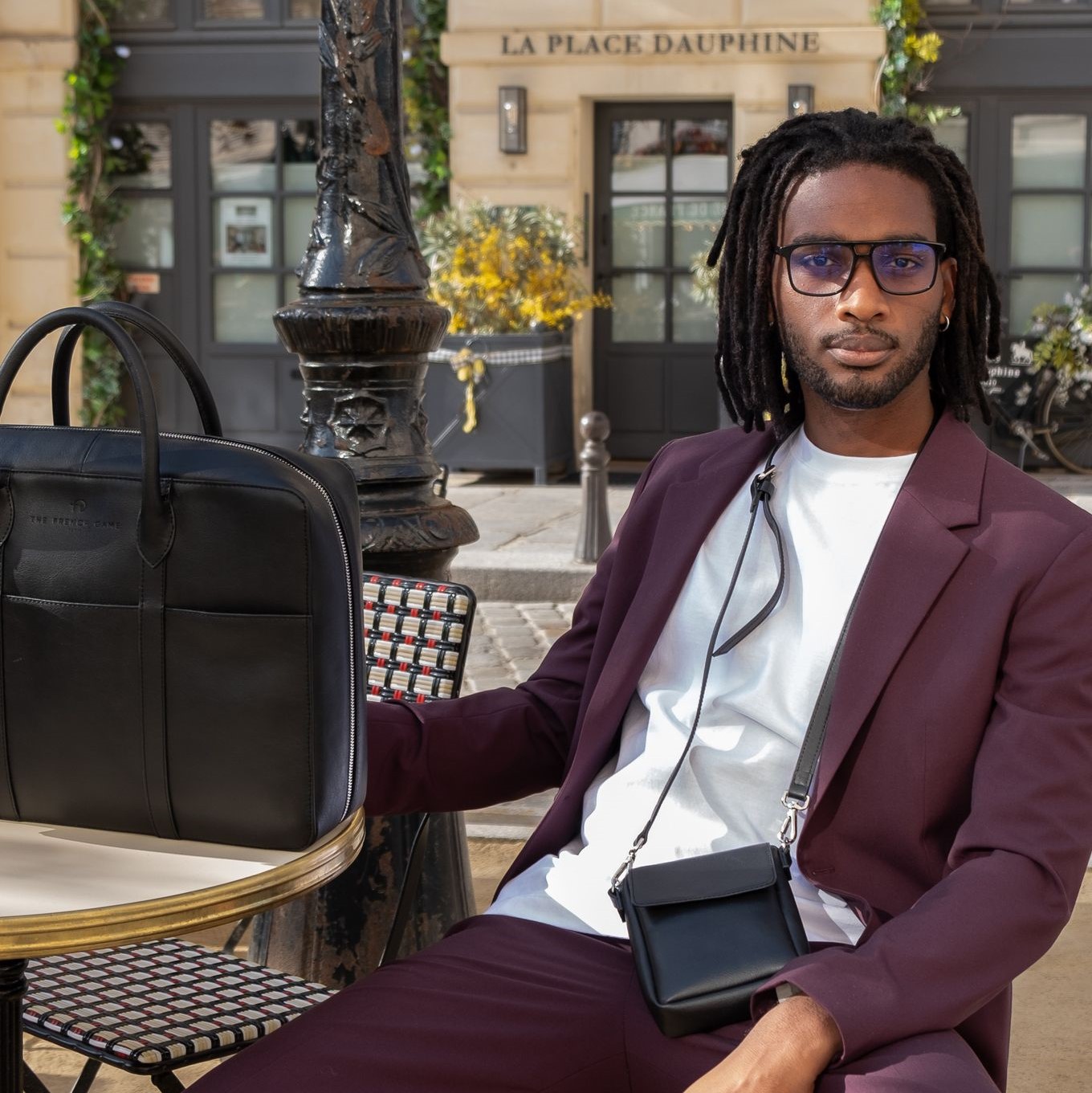black vegan men crossbody bag